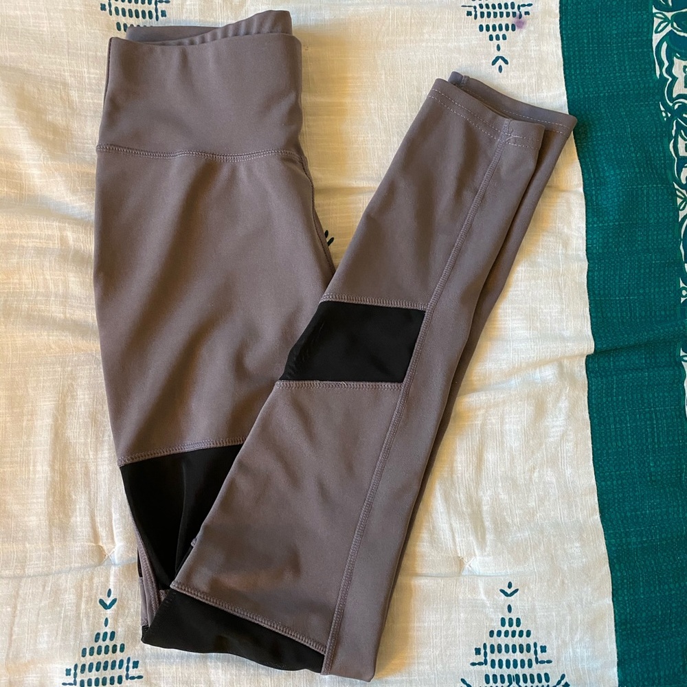 Fabletics gray leggings with mesh panels